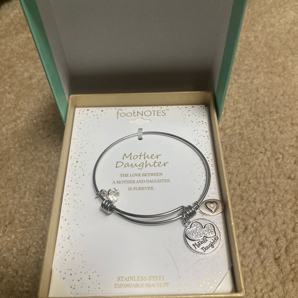 Footnotes Silver Mother Daughter Bracelet